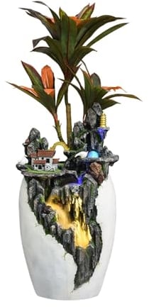 Gartenhofbrunnen Wohnzimmer-Wasserdekoration, immergrüner Bonsai, Heim-Veranda-Innenhof-Landschaftsdekoration, Zirkulationswasser-Dekoration Outdoor-Brunnendekoration