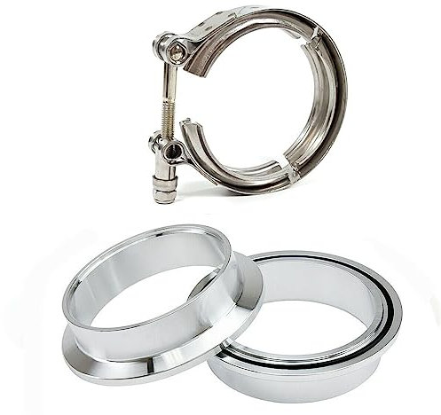 Generic 76mm 3 V Band Aluminium Flange + Stainless Steel Clamp For 3.0 Inch Pipe