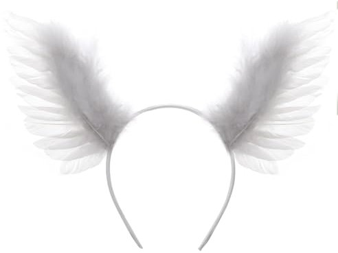 MWOOT Bandeau d'ailes d'ange pour Femmes, Serre Tete Ailes d'ange en Plumes, Lolita Gothique S'habiller Accessoires Cheveux pour Halloween Carnaval Cosplay Déguisements(Blanc)