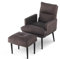 CLIPOP Ohrensessel mit Hocker, Relaxsessel mit Liegefunktion, Sessel & Ottomane, Polsterstuhl & Kissen, Fernsehsessel, TV-Sessel für Schlafzimmer, Wohnzimmer, 65x65x85 cm (Kunstleder Hell Braun)