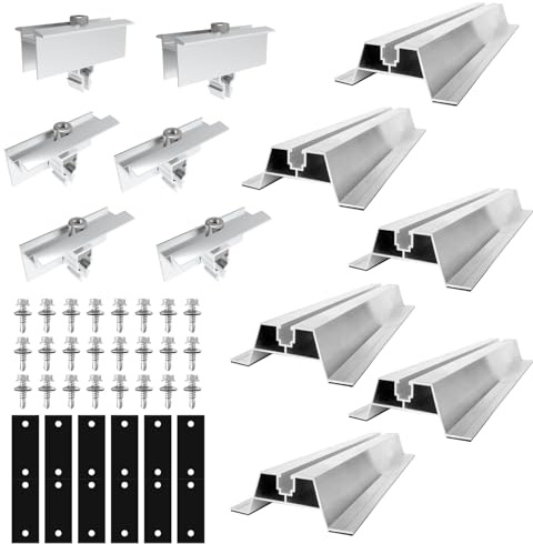 40cm!!! Halterung Set, x 2 PV Solarmodul Halterung für 30-35MM Dicke Module Solarpanel Montageset 2 PV Module Geeignet für TRAPEZDACH Flachdach Montage PV Befestigung