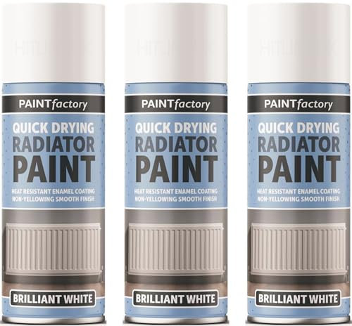 HitlineUK 3 X 400ML RADIATOR PAINT - WHITE, QUICK DRYING, HEAT RESISTANT ENAMEL COATING