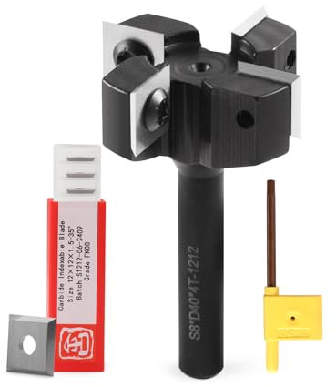 HOZLY Planfräser für Oberfräse Holz SchnittØ 40mm /SchaftØ 8 mm Planfräsen/Nutfräsen/Kantenfräsen , Messer - Profiwerkzeug mit 10 Austauschbaren Hartmetallmessern 4 Flöten Planfräser Präzise&Langlebig