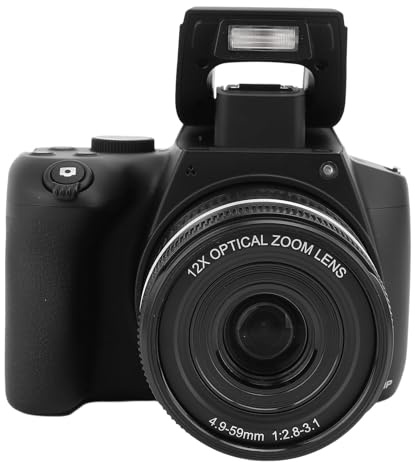 Digital Camera for Photography, 4K 72MP 12X Digital Zoom Autofocus Vlogging Camera, 3.0'' HD IPS Display, Telescopic Lens, Anti Shake Compact Micro SLR Camera with Battery