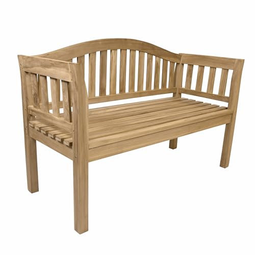 Divero Gartenbank Welle 2-Sitzer aus Teak-Holz unbehandelt - Farbe: Natur-Braun