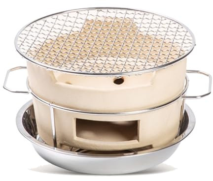 GMBAYUE Keramischer Holzkohleofen, Tragbarer Grillofen, Hot Pot-Ofen im Chinesischen Stil, Raketenofen mit Grillplatte für Zuhause, Camping, Picknick, Party(Small)