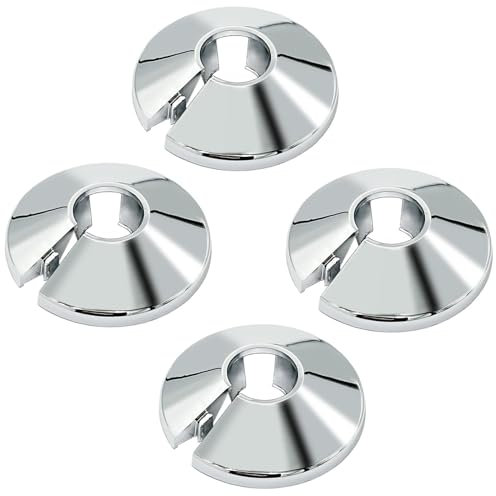 DOETYD 4 PCS Chrome 15mm Radiator Pipe Hole Collars Cover - Radiator Pipe Collar for Radiator Pipes, Silver