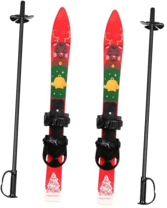 Zxpjkyu Kinder Skibretter Set mit Sicheren Bindungen Snowblades Skischuhen Und Skistöcken Aus Extra Stabilem PP Material für Wintersport Freizeitspaß Skivergn, Elch