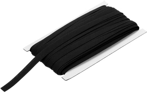 QUARKZMAN 22.5 Meter Schrägband Baumwolle Schwarz, 1 cm Einfassband zum Nähen, Stoffband für DIY-Projekte, Stricken, Nähen