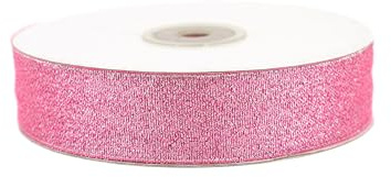 Creativery Lurexband 25mm x 32m Rolle - Netzband mit Glitzer Effekt - Dekoband zum Basteln & Dekorieren - Schleifenband für Hochzeit Weihnachten Geburtstag - Geschenkband Weihnachtsband Rosa Silber
