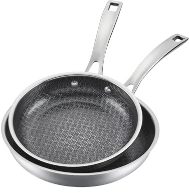 Cuisinart FusionPlus Hybrid Stainless Steel Cookware Set, 2-Piece Skillet Cooking Set with PFAS-Free PURELYSEAR Ceramic Technology, Scratch Proof, Cool Grip Handles, Dishwasher Safe