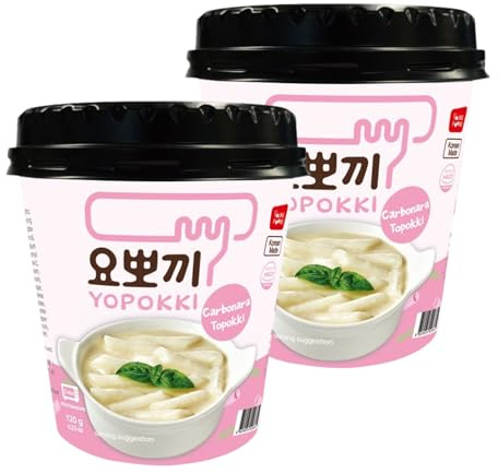 EasyCookAsia Tteokbokki Cup 2er3er,10er Set – Koreanischer Reiskuchen im Becher | Süß & Scharf, Jjajang, Carbonara oder Cheese | Ready-to-Eat K-Streetfood für Zuhause (2er, Carbonara)