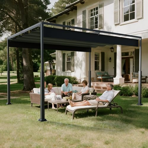 Pergola Tonnelle de jardin étanche avec toit ouvrant, toit de terrasse autoportant, structure en acier, ombrage UV et protection solaire, pavillon résistant à l'hiver, pour jardin, terrasse, balcon