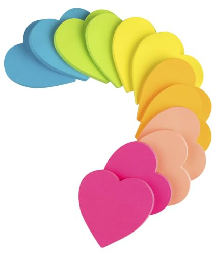 Wowivy 12 Blöcken Herzform, Süße Haftnotizen 76mm x 76mm