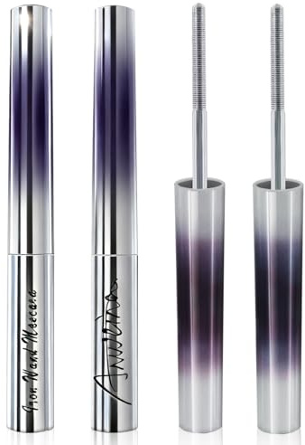 2Pcs Metal Mascara, Curling Voluming Eyelash Mascara, Non-Clumping Flake Proof MetalMascara, Schnell Trocknend und Wischfest, Verlängern und Schwingen für Natürlich Schöne Wimpern (Schwarz)