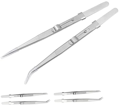 TOVINANNA 6 Piezas Pinzas de Acero Inoxidable para Joyería Precisión con Punta Recta y Curva Multifunción para Costura Modelismo y Reparación Electrónica