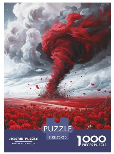Tornado Puzzle 1000-teiliges Rote Rosen Puzzles Impossible Geschicklichkeitsspiel 100% Recycelter Pappe Geschenke Für Frauen, Männer 70x50cm/1000pcs