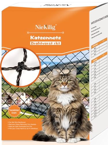 NieKilig Katzennetz für Balkone Drahtverstärktes, Balkon Drahtnetz Katzen, Balkonnetz für Katzen, Katzengitter Fenster ohne Bohren für Balkone, Terrassen, Fenster, Oberlichter, Türen, Zäune (3x1m)