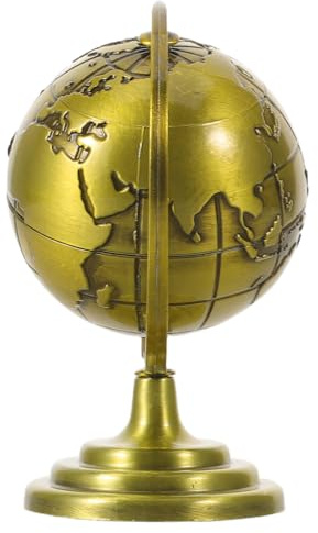 Parliky Kleiner Metall-erdball für Schreibtisch Dekoratives Tischornament mit Drehbarer Weltkugel Mini-Erde-deko als Stilvolles Wohnzimmer oder Büroumrahmung Stabiler Erdball