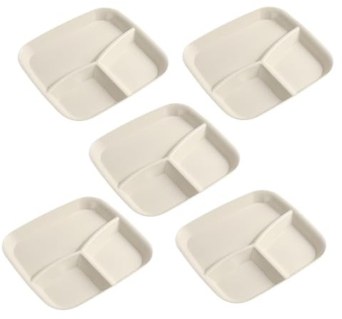 JIEBWCHA Assiettes À Compartiments Pour Adultes,3 Plateaux À Compartiments Pour Repas | 5 Pièces Assiettes À,pour la Maison et la Cuisine, Fruits, Légumes, Salade, Riz et Plus