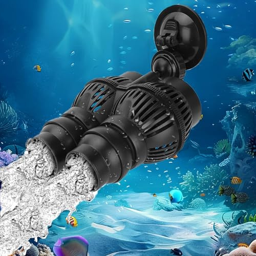 Generador de Olas para Acuario con Ventosa, Generador de Olas de 3200GPH para Acuario de Agua Dulce, Bomba de Agua de Circulación de Doble Cabeza de 24W con Rotación de 360° para Peceras, Hidroponía