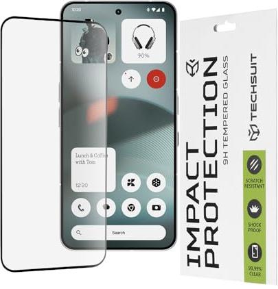 Techsuit Displayschutzfolie für Nothing Phone 3 Gehärtetes Glas mit 9H Härte, Vollständige Abdeckung, Stoßschutz, Oleophobe Beschichtung, Anti Fingerabdruck, Blasenfrei, 111D Full Glue