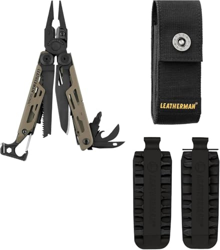 Leatherman Signal Multi-Tool Sheath & Bit Kit Bundle - 19-Tool Camping and Survival Multi-Tool with Black Medium Nylon Sheath and 42-Tool Bit Kit