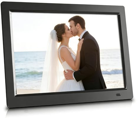 Digitaler Bilderrahmen mit großem Display, Fernbedienung, USB/SD Slots, spielt Video, Musik, Fotos, E-Books, Kalender, Uhr, Bewegungssensor, Auto On/Off und Power-Off Speicher