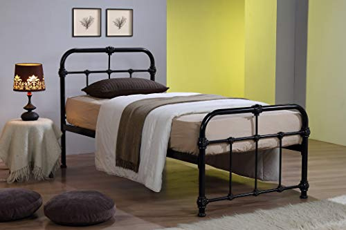 ROYALE COMFORT Mandy Double Metal Bed Frame Black Hospital Style Small Double King Size Beds (3FT Single)
