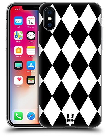 Head Case Designs Diamonds Black And White Patterns Soft Gel Case [Military Grade Protection] Compatible With Apple iPhone X/iPhone XS