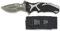 K25-19935 Navaja k25 Negra/Gris Titanium Coated. Herramienta para Caza, Pesca, Camping, Outdoor, Supervivencia y Bushcraft + Portabotellas de regalo