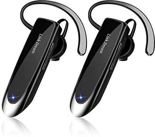 Link Dream Bluetooth Earpiece for Cell Phone Hands Free Wireless Headset Noise Cancelling Mic 24Hrs Talking 1440Hrs Standby Compatible with iPhone Android for Driver Trucker (2 Pack)