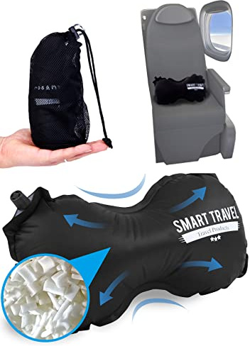 SmartTravel Travel Products Inflatable Travel Lumbar Pillow for Airplane Seat – Adjustable Lower Back Support Cushion for Long Flights