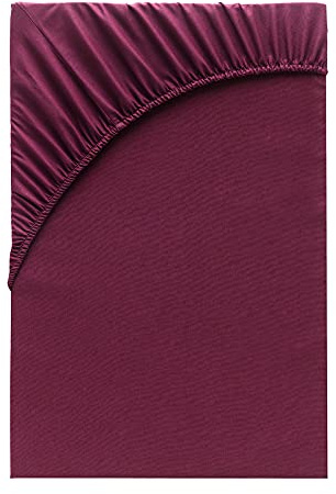 Class Home Collection Spannbettlaken 90x200cm - 100x200cm Jersey Baumwolle Bordeaux