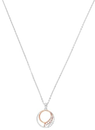 Amor Kette mit Anhänger 925 Sterling Silber Damen Halsschmuck, mit Zirkonia synth., 45 cm, Bicolor, Kommt in Schmuck Geschenk Box, 2026231