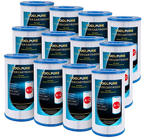 POOLPURE 12 Stück Filter für Typ A oder C, kompatibel mit Intex 29000E/59900E, Easy Set Poolfilter, Sommerausflüge oder Sommerwellen oberirdischen Pools