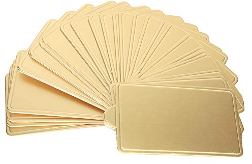 300 piezas de mini tableros de pastel rectangulares, cartones de pastel de mousse bandejas de exhibición de postres dorados de 4 x 2,5 pulgadas