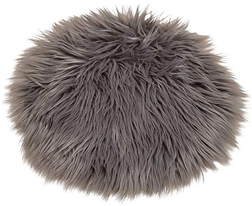 matches21 Gemütliche Sitzauflage flauschig weiches Kunstfell Sitzpolster Stuhlauflage Fellimitat Fell Dekofell langflorig Ø 34 cm Farbe grau