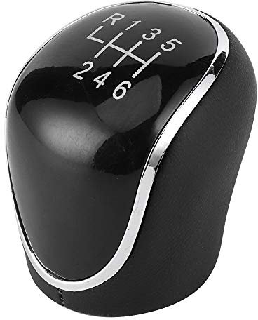Kuuleyn Pomo de cambio, plástico + cuero negro 6 velocidades Gran sensación de mano Pomo de cambio de marchas para coche Accesorio de palanca de balonmano apto para C-MAX/Focus/Grand C/Kuga