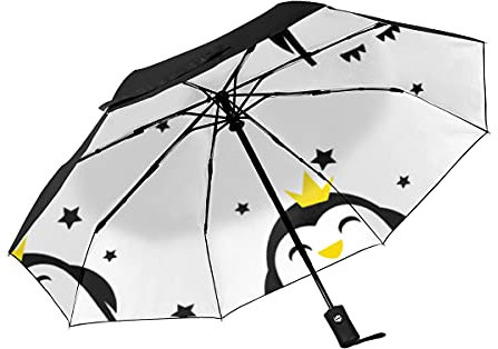 SEEKJOYS Lovely Pinguine Reise-Regenschirm, 3-fach faltbar, winddicht, automatisches Öffnen und Schließen, leicht, UV-beständig, für Kinder, Mädchen, Jungen, Männer und Frauen