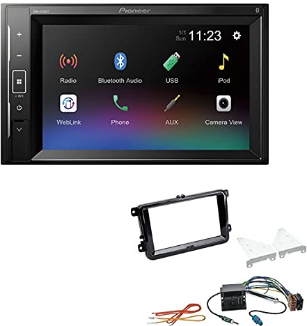 Pioneer DMH-A240BT 2-DIN Autoradio Bluetooth USB passend für Skoda Fabia II Piano Black ohne Canbus