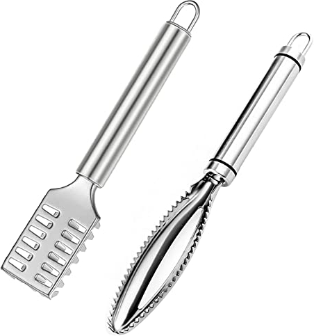Ecailleur à Poisson Professionnel Fish Scale Scraper Dissolvant D'Écailles De Poisson Remover Fast Scales Peeling Fish Scale Grattoir Avec Dents De Scie Pour Fruits De Mer Écailleur Poisson,2 Pièces