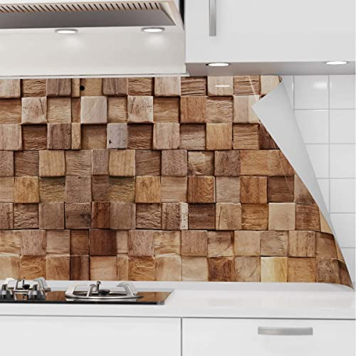 danario Küchenrückwand selbstklebend - Matt - Spritzschutz Küche - versteifte PET Folie - 0,4 mm - Hölzer - 60cm x 80cm
