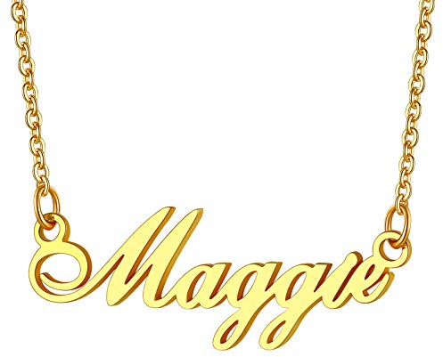 PROSTEEL Gold Name Necklace Women Name Plate Necklaces Birthday Gift Nameplate Necklace Personalized Necklace