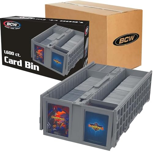 BCW 1600 Collectible Card Bin - 6 Pack | Large Card Storage Box for Loose Trading Cards | Pokemon, MTG, and Sports Card Storage Boxes | Each Bin Includes 2 Partitions (Gray)