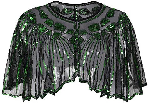 YEBIRAL 1920s Retro Schal Damen Pailletten Umschlagtücher Stola für Abendkleid 20er Jahre Stil Hochzeit Party Braut Gatsby Kostüm Accessoires
