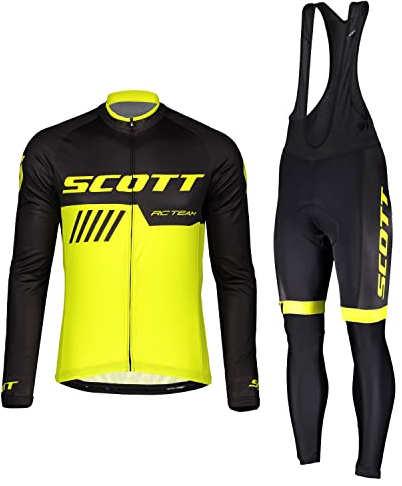 HOMTOL Herren Radtrikot Set Langarm Fahrradanzüge Fahrradtrikot Set Langarm Trikot + Radlerhose mit Sitzpolster Atmungsaktiv Elastische Schnell Trocknend Fahrrad Trikot für Fahrrad Rennrad MTB