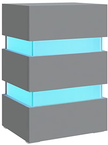 vidaXL LED Nachttisch Nachtschrank Nachtkonsole Nachtkommode Schlafzimmer Schrank Kommode Telefontisch Beistelltisch Grau 45x35x67cm Holzwerkstoff