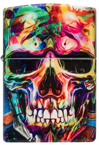 Zippo Skull Design – 540° Color – 540° Whitte Matte – Mechero de tormenta, Recargable, en Caja de Regalo, Multicolor - Abstract Skull
