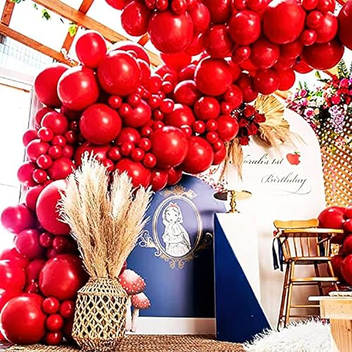Larber 100 Stück Luftballons Rot Luftballons Geburtstag Girlande Rot Latex Ballons Rotes Ballons Bogen Set für Geburtstag Hochzeit Weihnachten Valentinstag Jubiläum Dekoration